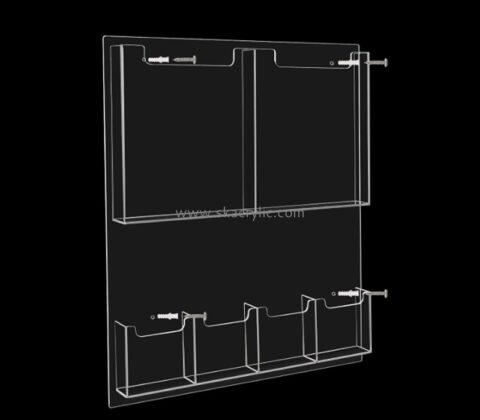 Lucite display manufacturer custom wall acrylic 5 pocket literature magazine holder BH-2345