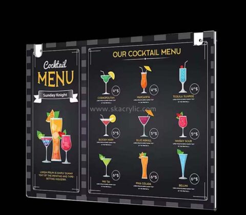 Wholesale custom acrylic cocktail wall menu holder BS-387