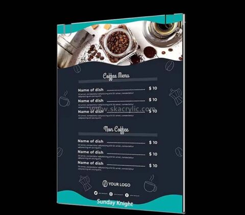 Wholesale custom acrylic coffee shop wall menu holder BS-386