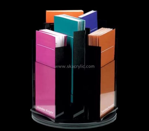 Custom wholesale acrylic 5 pockets rotating pamphlet holders BH-2465