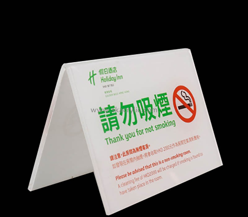 Custom wholesale acrylic V shape no smoking sign SH-882