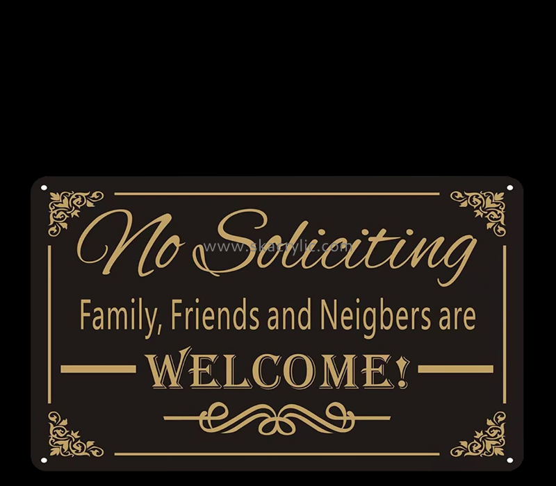 Custom acrylic wall mounted no soliciting sign BS-291