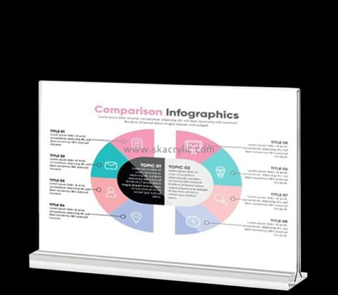 Custom acrylic T shaped double sided table  display holder for office SH-823
