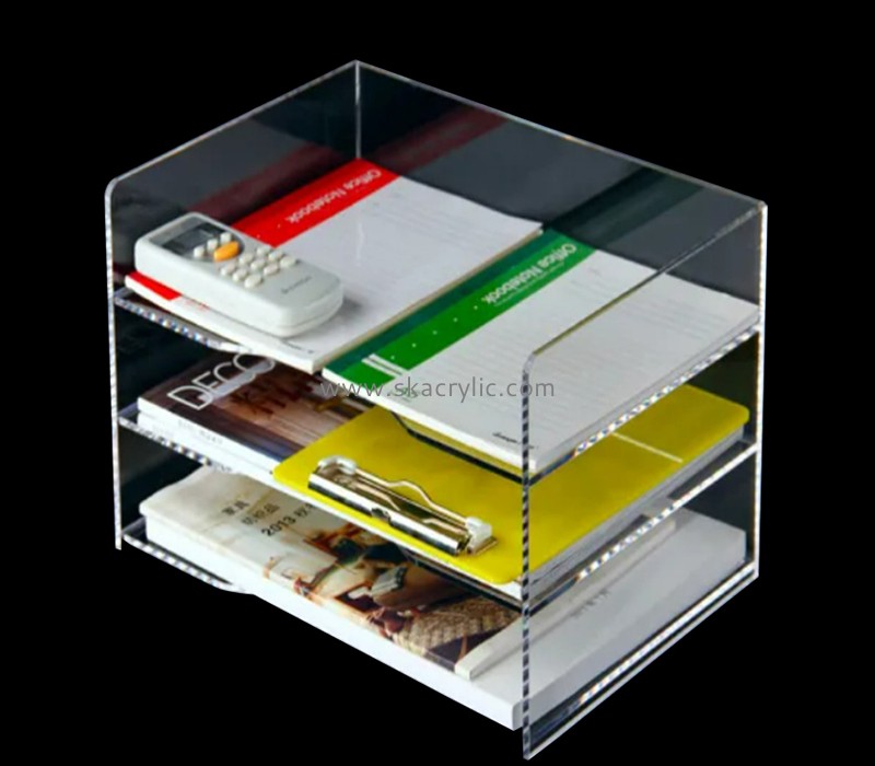 Lucite display manufacturer custom acrylic desktop 3 tiers horizontal file holders BH-2353