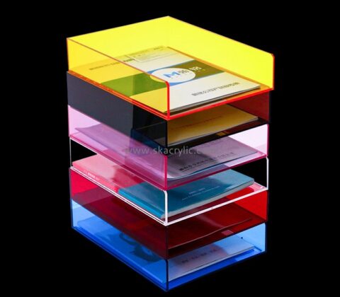 Plexiglass display manufacturer custom acrylic tabletop 6 tiers horizontal file holder BH-2352