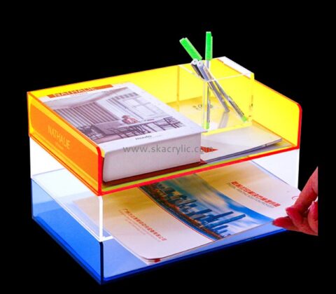 Acrylic display supplier custom plexiglass desk file organizer holder BH-2293