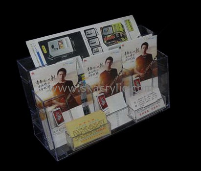 Customize lucite brochure holder with business card pocket BH-1899