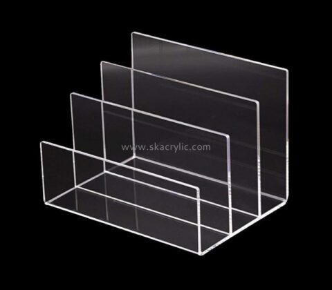 Custom acrylic desktop file sorter holder lucite office file organizer for document paper letter book envelope laptop BH-2258