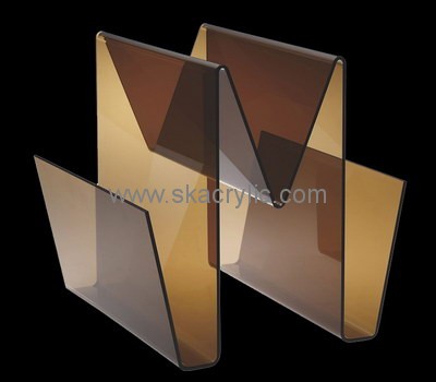 Custom brown acrylic magazine holder BH-2212