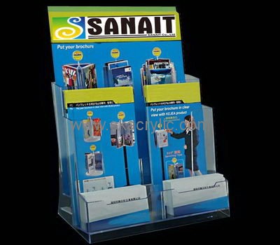 Plexiglass brochure holder with business card pocket BH-2127