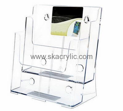 Custom 2 tier plexiglass acrylic brochure holder floor stand BH-420