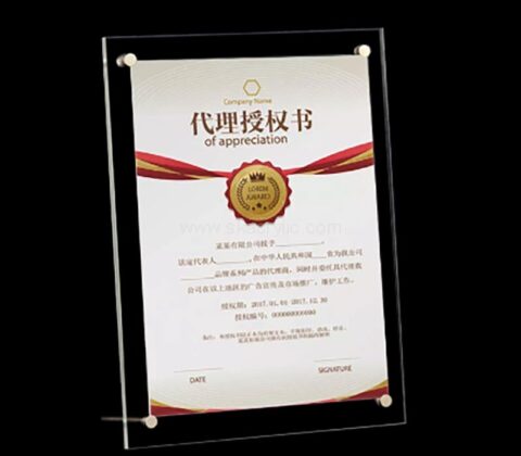 Wholesale custom acrylic certificate display sign